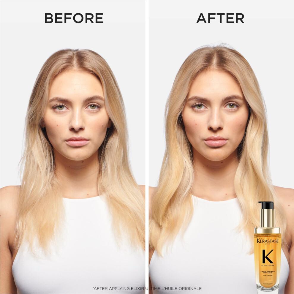 NEW KERASTASE Elixir Ultime Refillable L'Huile Original Hair Oil | Hydrating Oil Serum to Smooth Frizz and Add Shine | With Wild Camellia | Strengthen