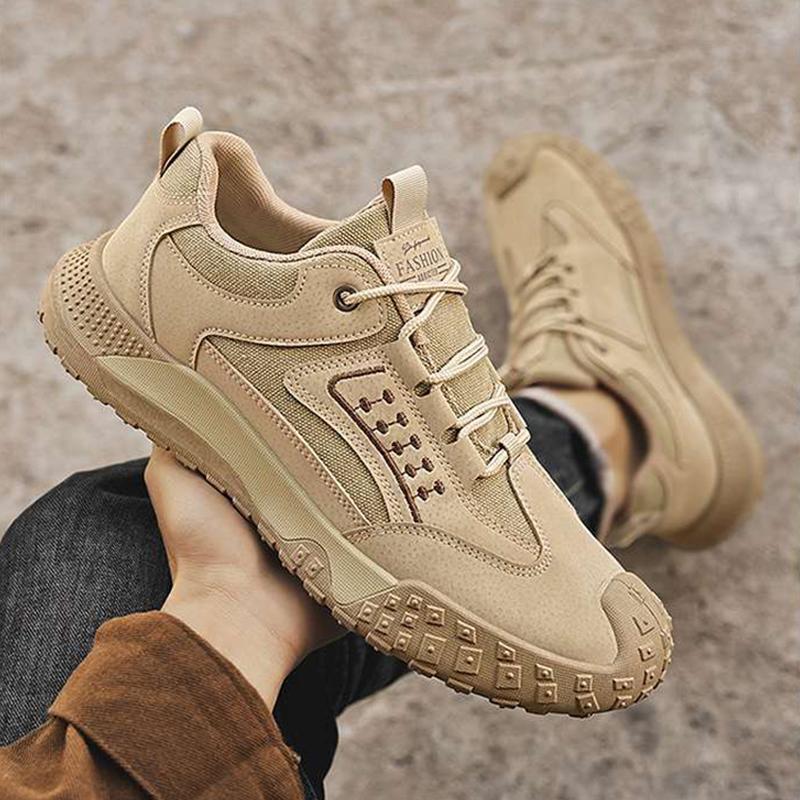 Oulylan Summer Sneakers For Men Casual Thick Soled Runshoes Outdoor Lace Up Sports Footwear Fashion Pure Color Hiking Shoes