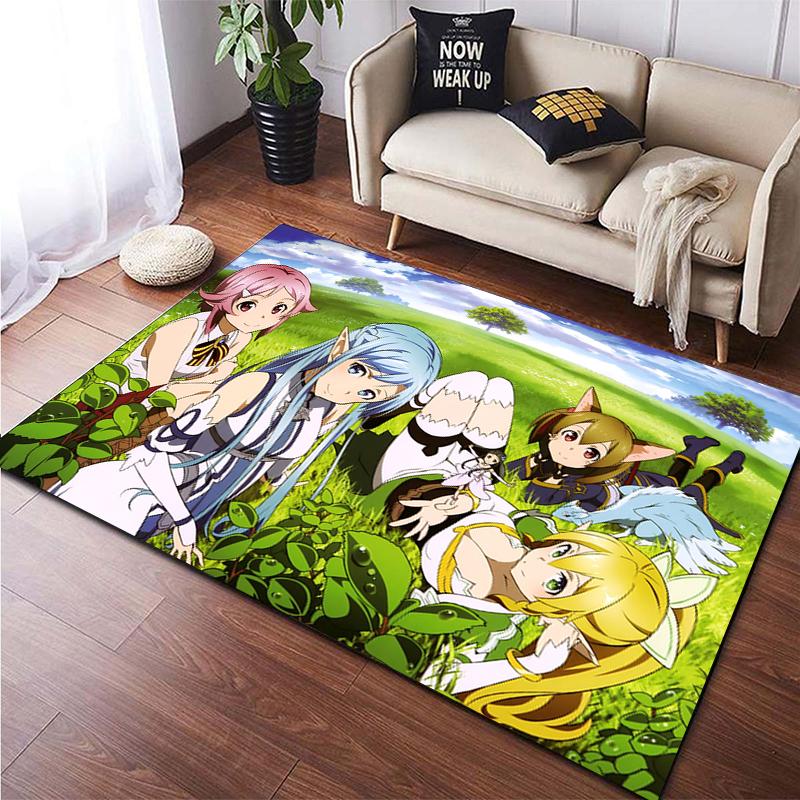 Hot Anime SAO Sword Art Online Modern House Living Room Floor Matte Bedroom Carpet Poster Mat Pattern Decorative Square Rug Gift