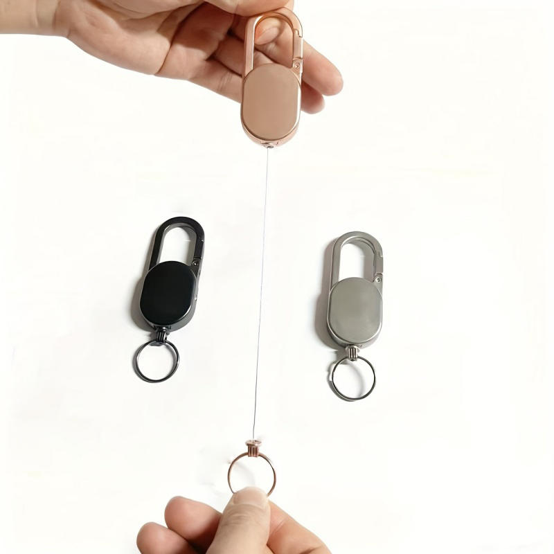 Retractable Metal Wire Keychain Pull Badge Reel ID Lanyard Name Tag Card Badge Holder Reels Recoil Chain Clips Outdoor Key Ring