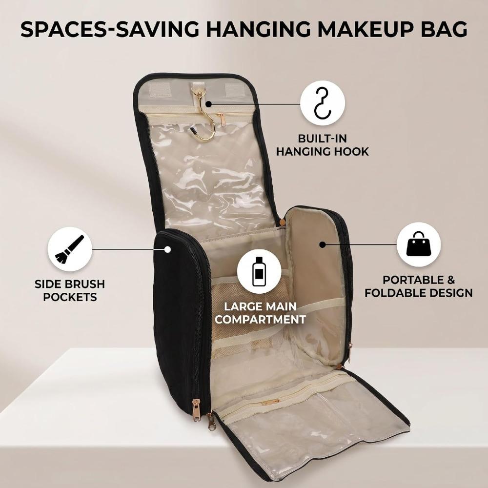1pcs Large Capacity Hanging Makeup Bag With Hook Cosmetic Organizer Case Travel Essentials