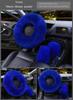 3 Pezzi Coprivolante Auto in Pelliccia Maturo Gemma Blu Lana Pelliccioso Soffice Spesso Inverno