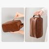Vintage Makeup Bag Faux Leather Men Ladies Travel Toiletry Pouch Waterproof Cosmetics Organizer Bag for Vacation Business Trips