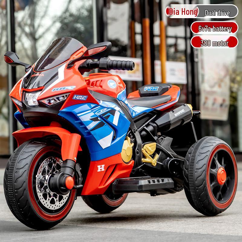 Electric Ride-On Tricycle for Kids with Remote Control, Dual Drive, Rechargeable Battery, Suitable for Boys and Girls.