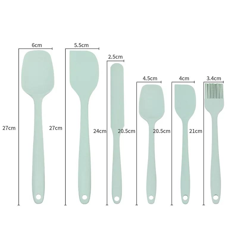 6 Pieces Silicone Spatula Set Non-Stick Heat Resistant Spatula Oil Brush Cream Mixing Spoon for Cooking Baking Mix Baking Tools
