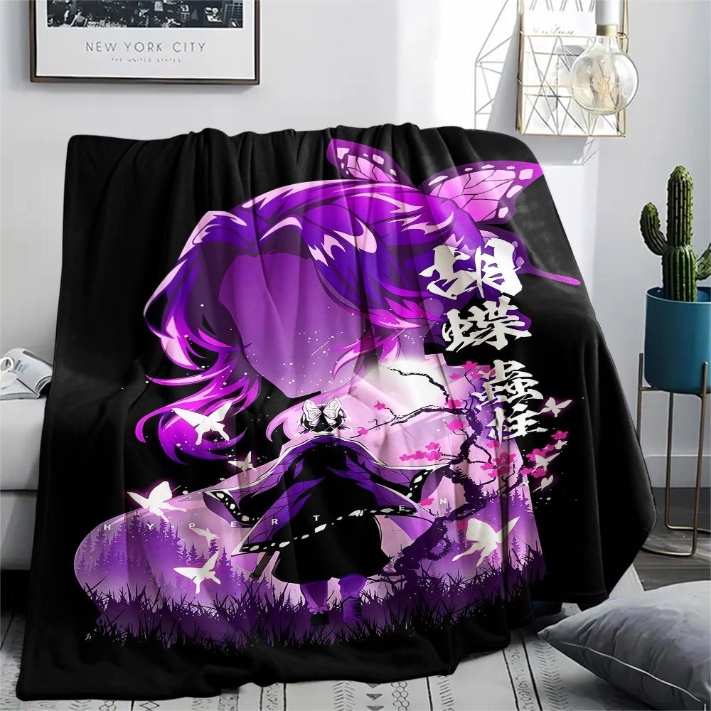 1PC Demon Slayer Print Flannel Blanket, High Quality All Seasons, Home Decor, Warmth and Comfort, Perfect for Christmas Gifts
