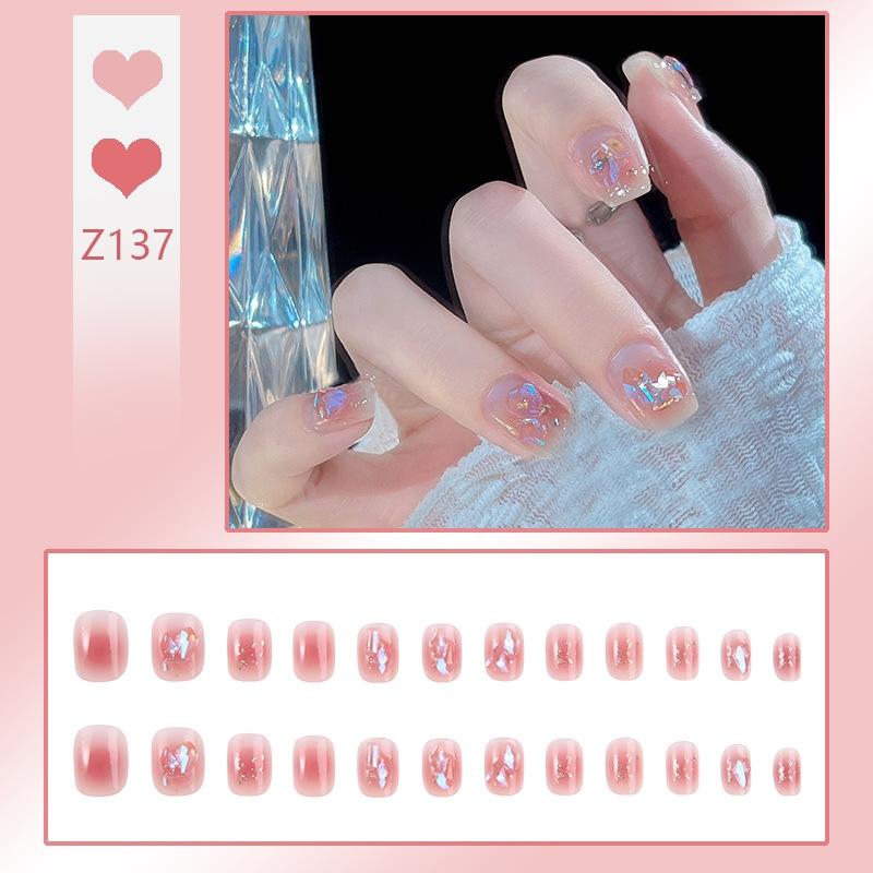 Press On Acrylic Fake Nails Set with Glue High Quality Handmade Nail Extension French Tips Woman False Short Nails Press Ons