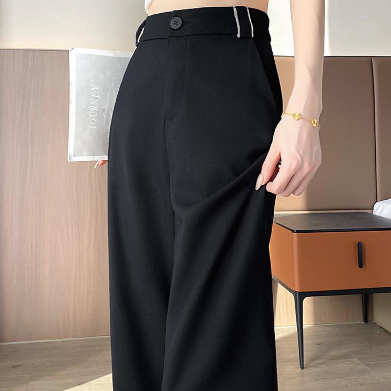 White Tencel Cotton Linen Wide-Leg Pants for Women, Draped New High-Waist Summer Thin Linen Straight Pants