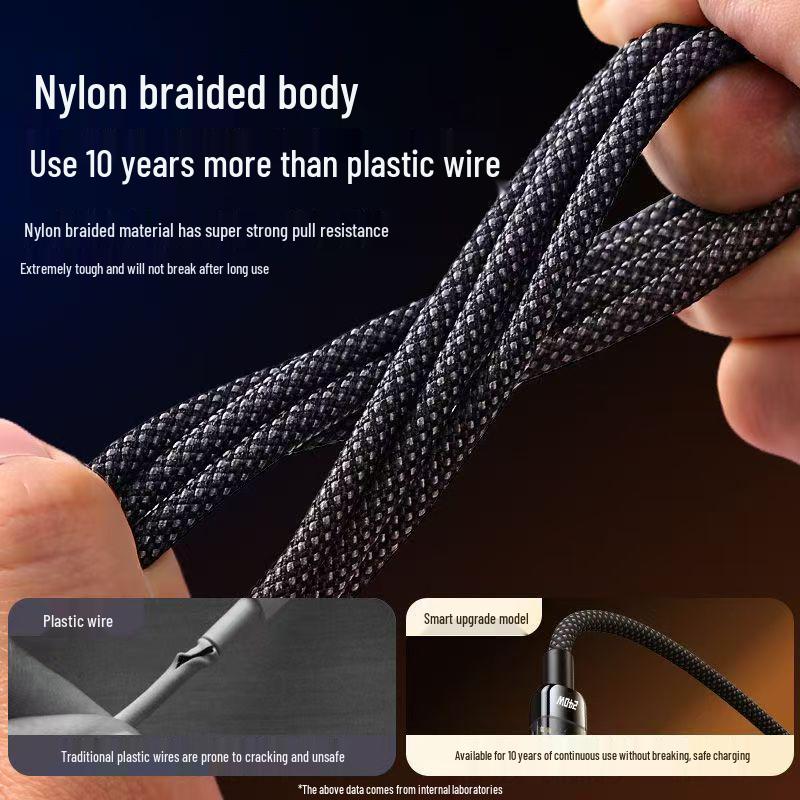 240W Type-C Braided Data Cable for Xiaomi, Meizu, Vivo - 6A Super Fast Charging