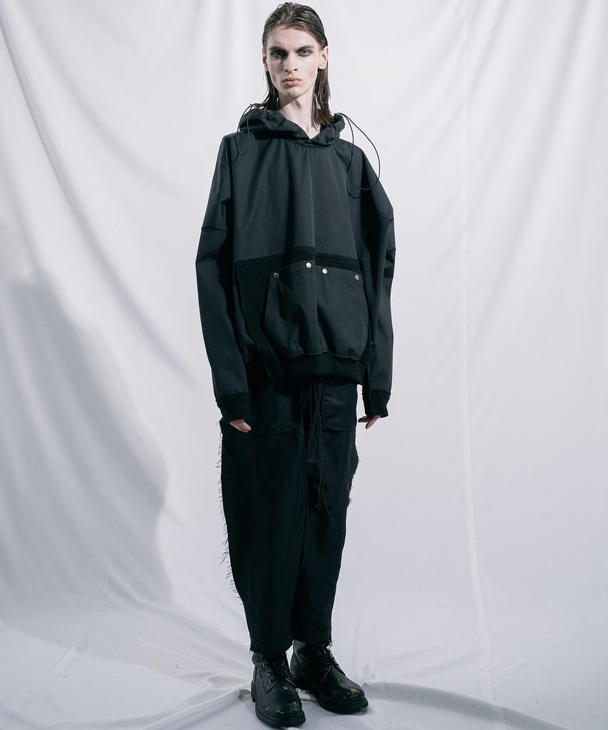 Black Square Cut Hoodie