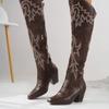 Dámské boty 2024 Nové Vyšívání Dámské kozačky Módní vyšívání Moderní kozačky Dámské Sexy špičaté boty nad koleno Dámské