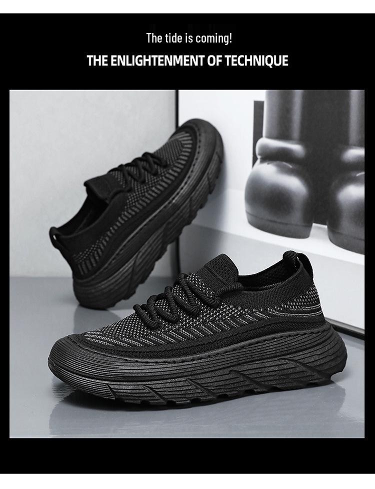 Letnie męskie oddychające sneakersy z siateczki – wszechstronne buty casualowe do biegania na grubej podeszwie w stylu koreańskim