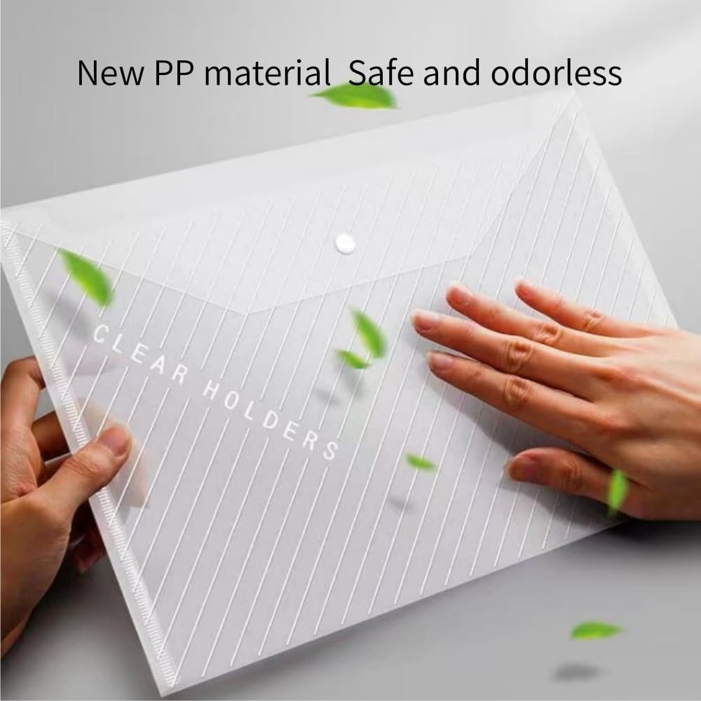 5 Pack Folders Plastic Envelopes, Plastic File Folders for Documents, Letter A4 Size, File Envelopes for Home, Office