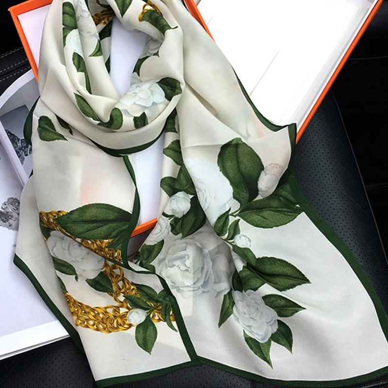 140*35cm Mulheres Primavera Verão Outono Mulberry Silk Scarf Fitas Xale Longo Cachecol Lenço de pescoço