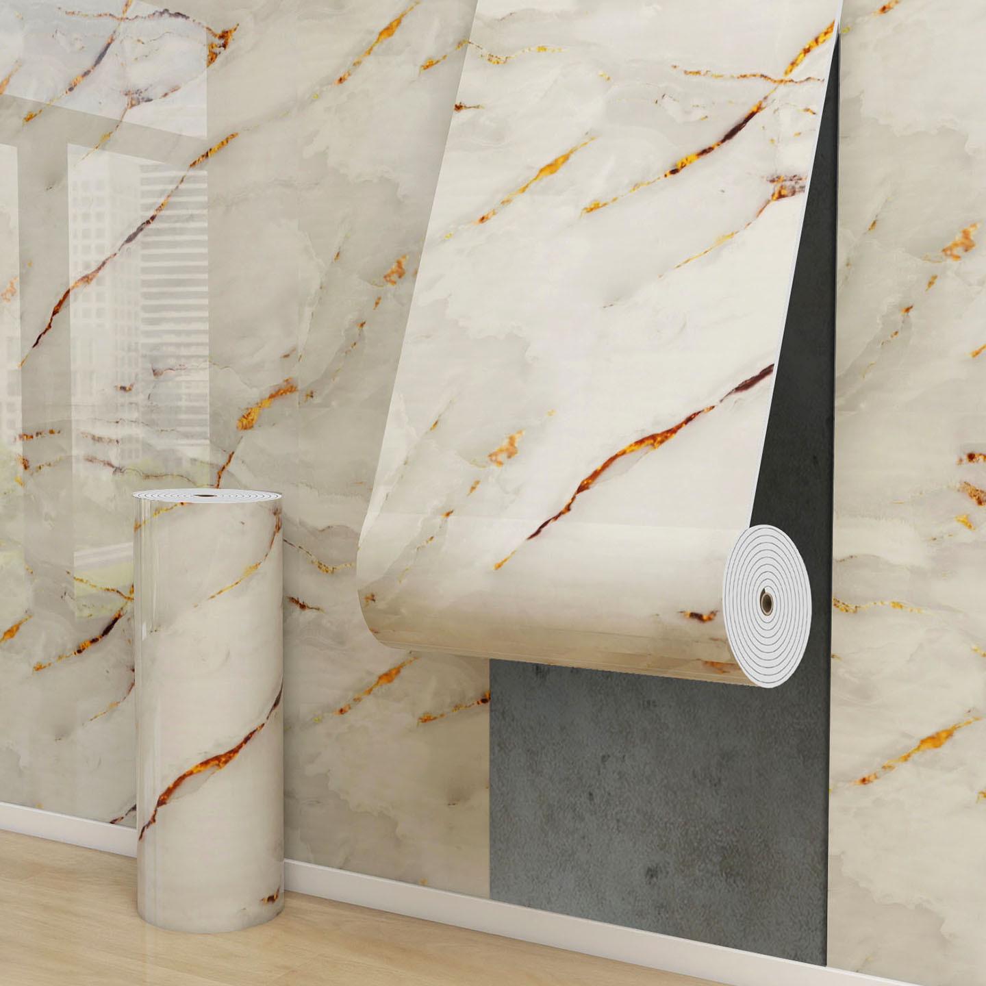 

Aluminum Marble Tile Wall Sticker for TV Background Per Roll (40*300CM/roll)