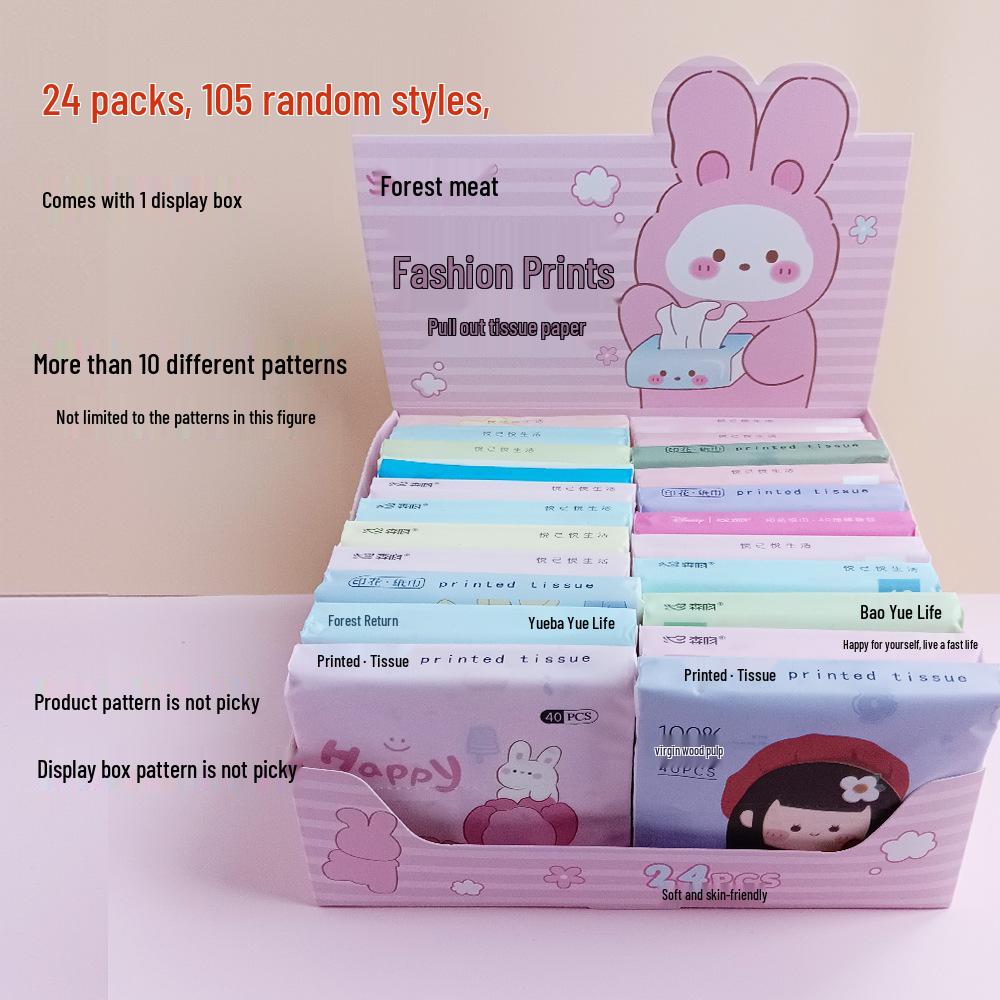 Colored Print Facial Tissues - 40 Sheets Portable Pack