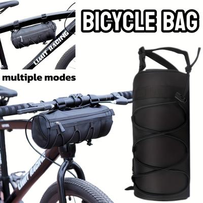 Large Capacity Bike Front Frame Bag Cylindrical Bicycle Handlebar Bag with Elastic Fixing Cord
