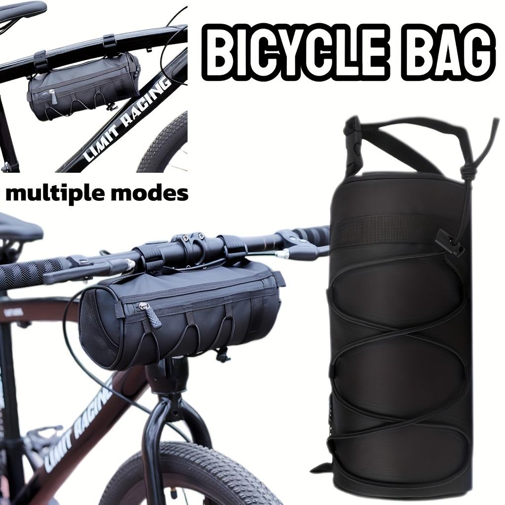Large Capacity Bike Front Frame Bag Cylindrical Bicycle Handlebar Bag with Elastic Fixing Cord
