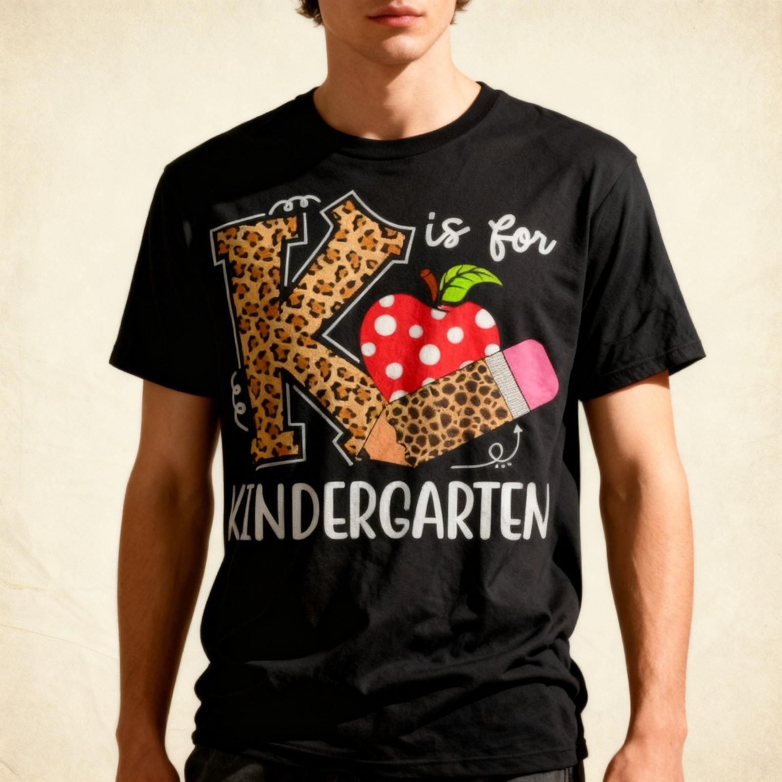 K Is For Kindergarten Teacher Leopard Back To School Kinder Unisex T-Shirt XL