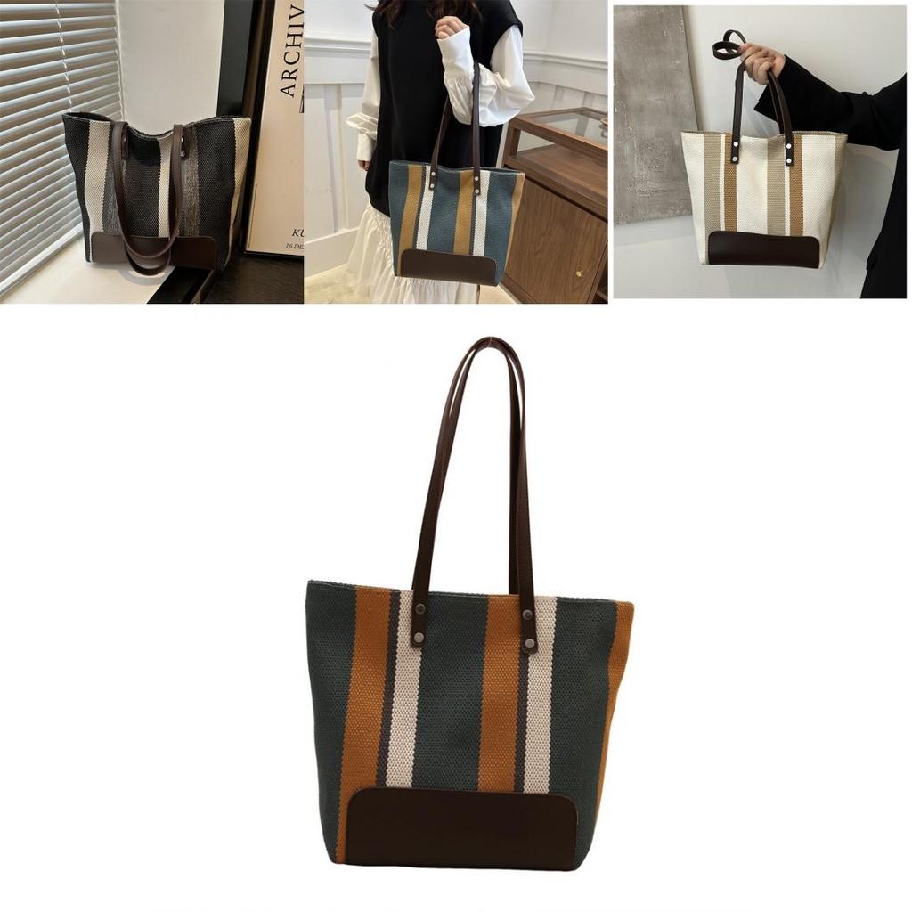 Versatile Large Colorblock Tote Bag For Women With Unique Material And Functional Pocket Design
