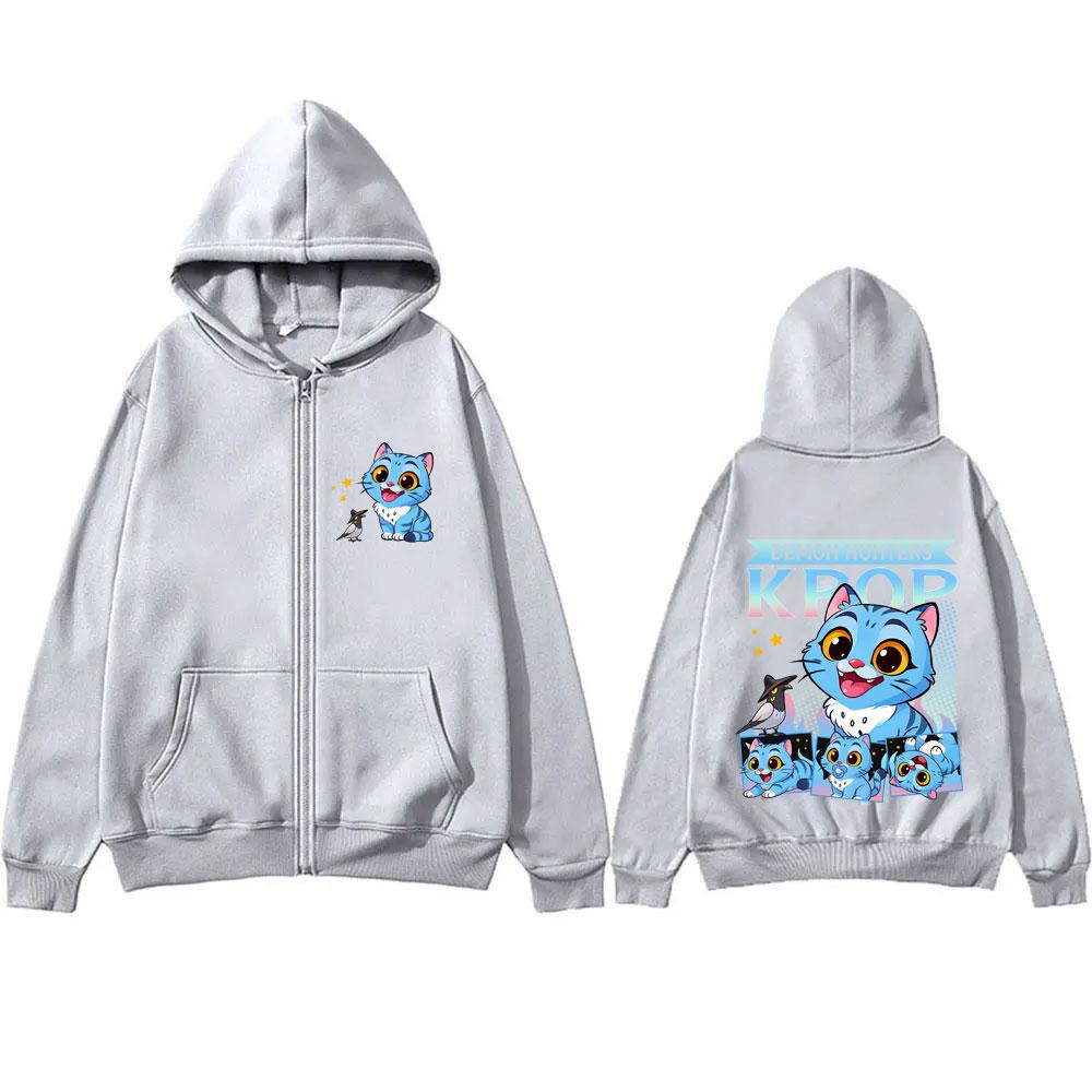 Kpop Lovci démonů Derpy Tiger Mikina s kapucí na zip Pánská ležérní nadměrná bunda Kabát Pánská Dámská Módní Kreslený Trend Mikiny