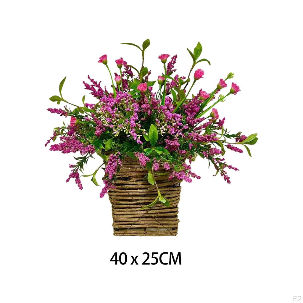 Hanging Basket Wreath Door Hanger Floral Welcome Sign for Garden Indoor Party Festival