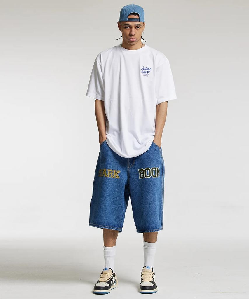 CREAM SODA LAB [2Pack] Quarter Logo Short Sleeve T-Shirt White (Blue) White (Black)