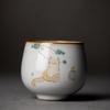 Large Ru Kiln Teacup Travel Personal Meditation Cup Handmade Ceramic Tea Bowl Pu'er Master Cup Household Tea Set Accessories