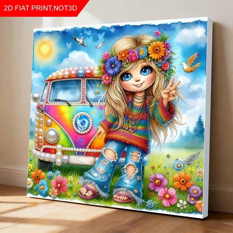 Lovely Girl Full 5D DIY Pearl Gem Art Diamond Painting Kits for Adults/Beginners Gift Idea Home Decor 11.81x11.81in