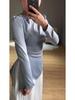 Elegant Women's Long-Sleeve Formal Dress with Waist-Cinching, Light Summer 2025 European & American Style
