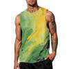 Men's Casual Sleeveless Tank Top Sport Breathable Lightweight Muscle Shirt with Abstract Ink Splash Print for Outdoor Gym Training