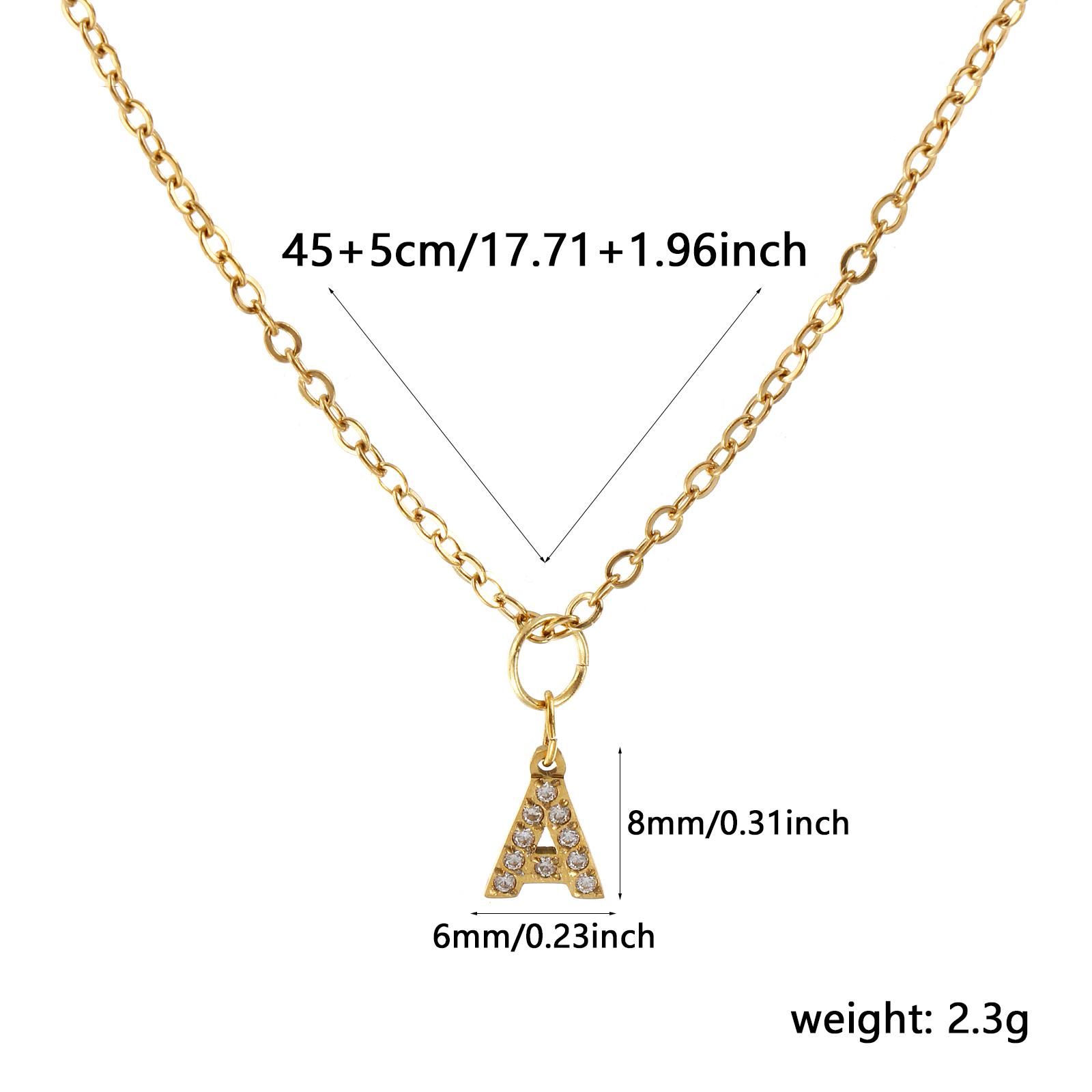 

304 Stainless Steel Capital Alphabet Initial Letter Pendant Necklace For Women Clear Rhinestone Message A-Z Letter Name Gift