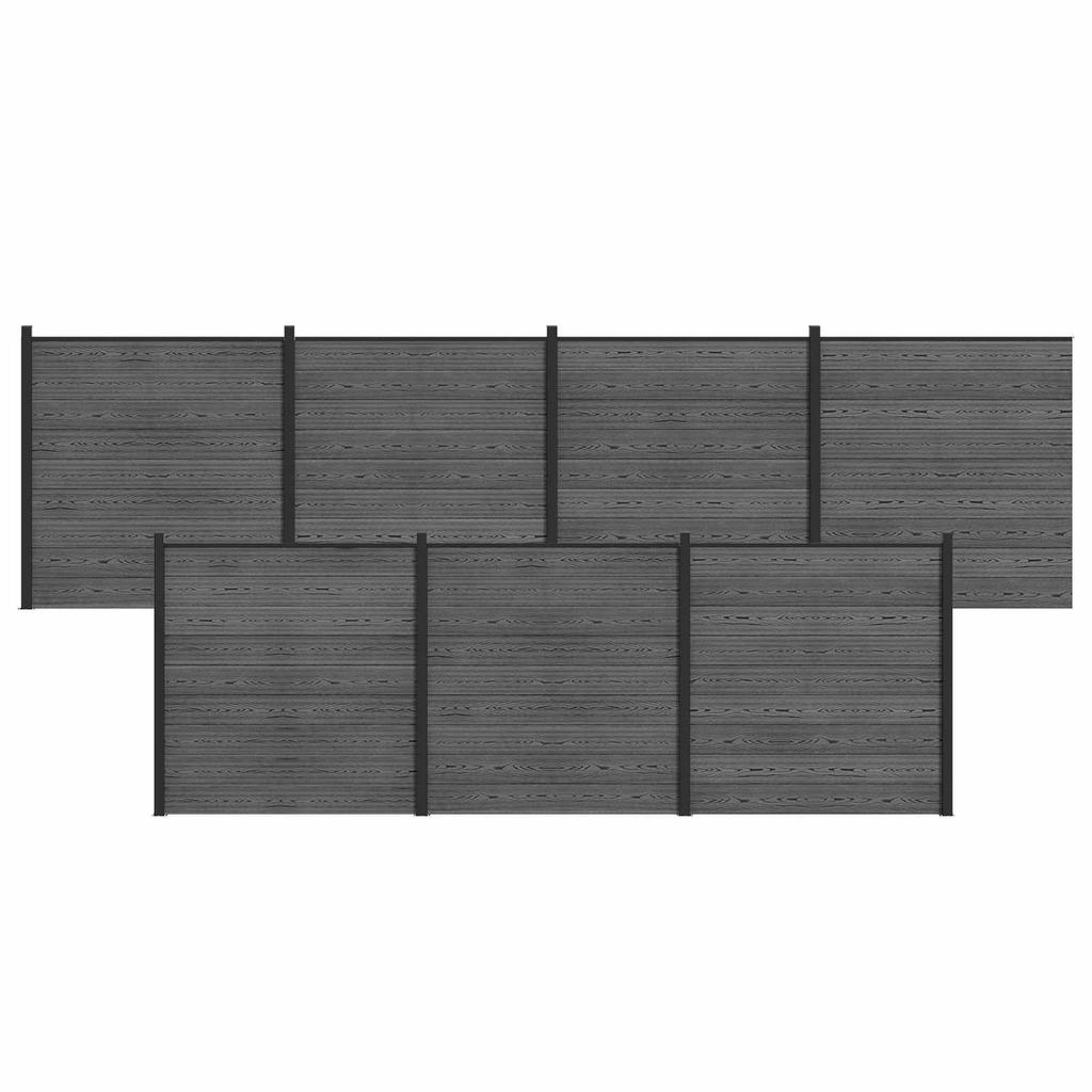 Fence Panel Set 7 Pcs WPC and Aluminum Gray