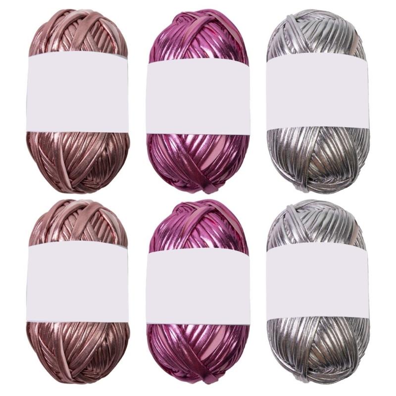 6 Pieces Crochet Yarn Metallic T-Shirt Yarn Fabric Cloth Knitting Yarn Polyester Yarn for Bag Cushion Knitting