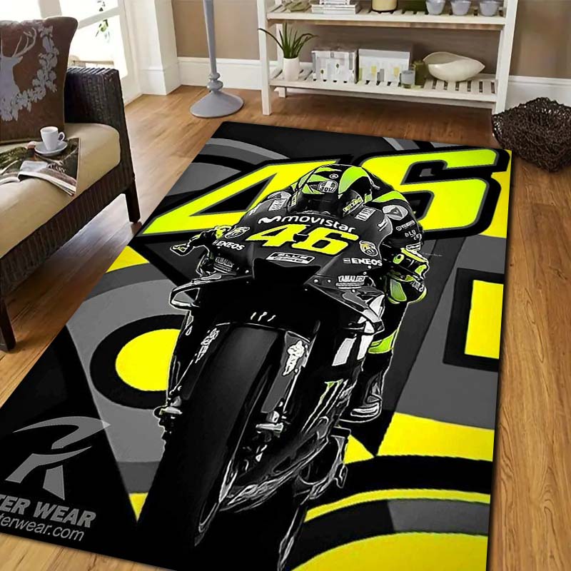 Tappeto in Flanella per Moto Racing Doctor Antiscivolo Lavabile Tappetino da Pavimento per Camera da Letto Soggiorno Decorazione per la Casa Con Classico 46 Racing