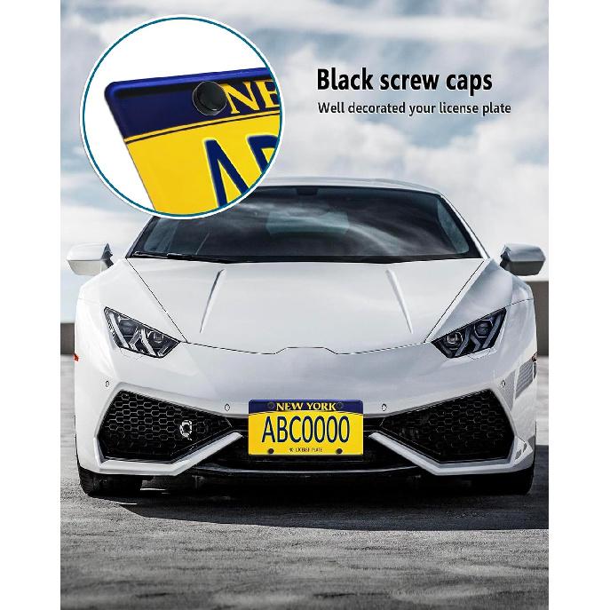 Black License Plate Screws- Rustproof Stainless Steel Car Tag Bolts, M6X16mm (1/4" X5/8") Fasteners Hardware- Phillips Machine Bolts Nuts Caps for