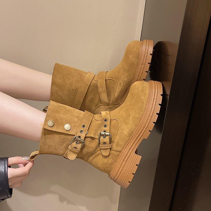 Retro British Martin Boots Women's Autumn 2025 New Fashion Medium Boots Two Wear Platform Locomotive Short Boots