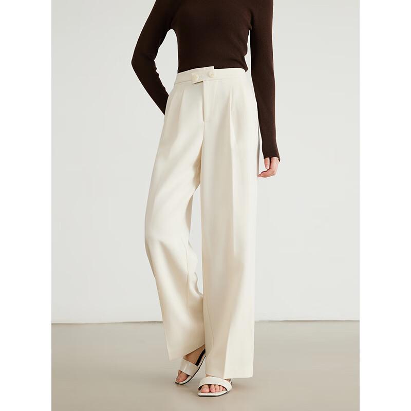 Gejin Women's High-Waist Straight-Leg Casual Trousers