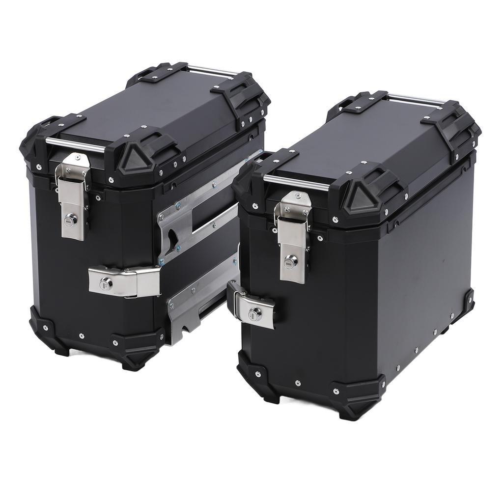 2PCS Motorcycle Side Box 35L Large Capacity Aluminum Alloy Hard Saddlebag with   Lock and Handle Replacement for  