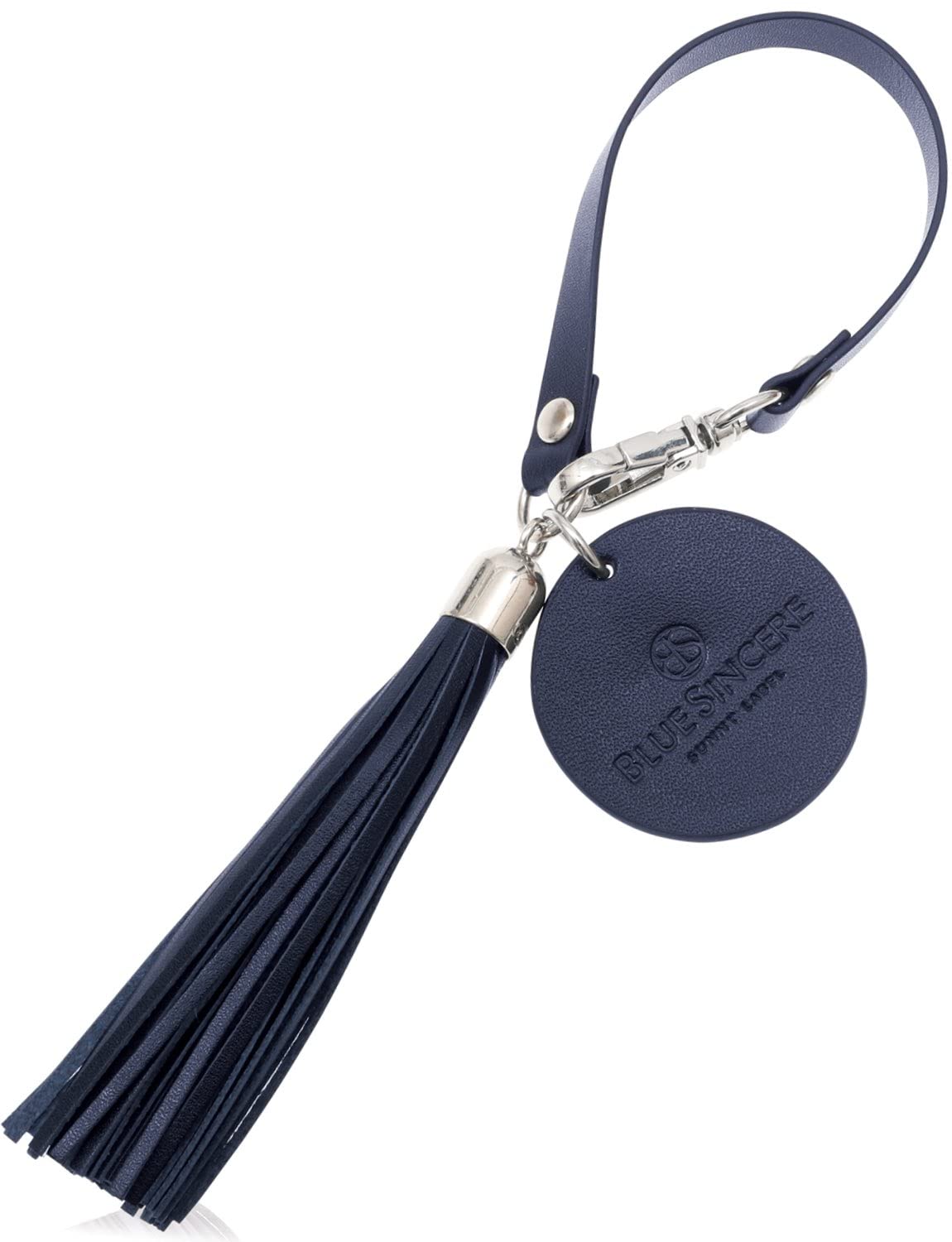 

[BLUE SINCERE] Брелок из натуральной кожи с кисточкой, женский брелок/шарм из шагреневой кожи / KH2 (Темно-синий)