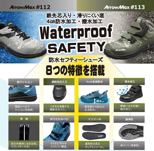 Fukuyama Rubber Arrow Max Work Shoes, Marine Blue, Size 25.0 cm, 3E
