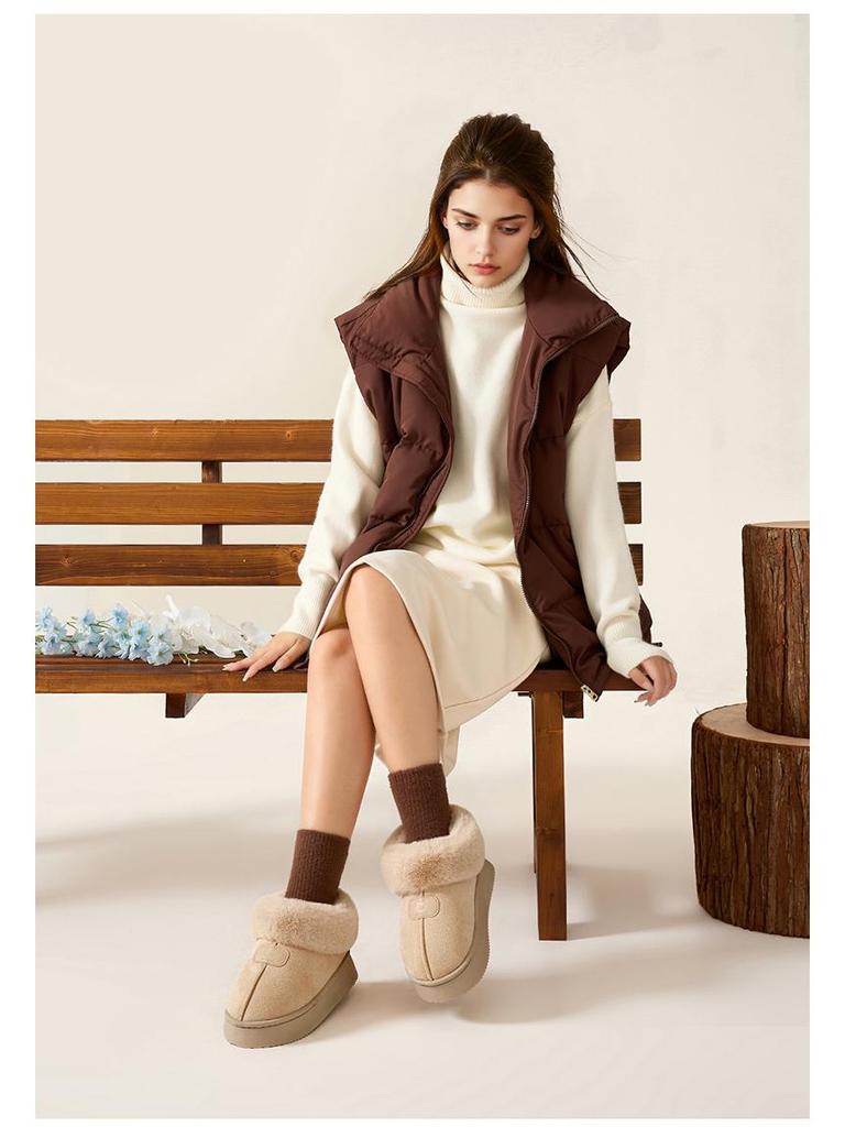 Women's Suede Cotton Slippers: Versatile, Warm, Indoor, Thick-Soled, Winter Wear.