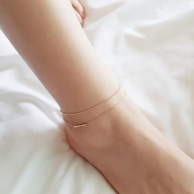 Women's Daily Two-Line and Long Stick Anklet Bracelet Layered