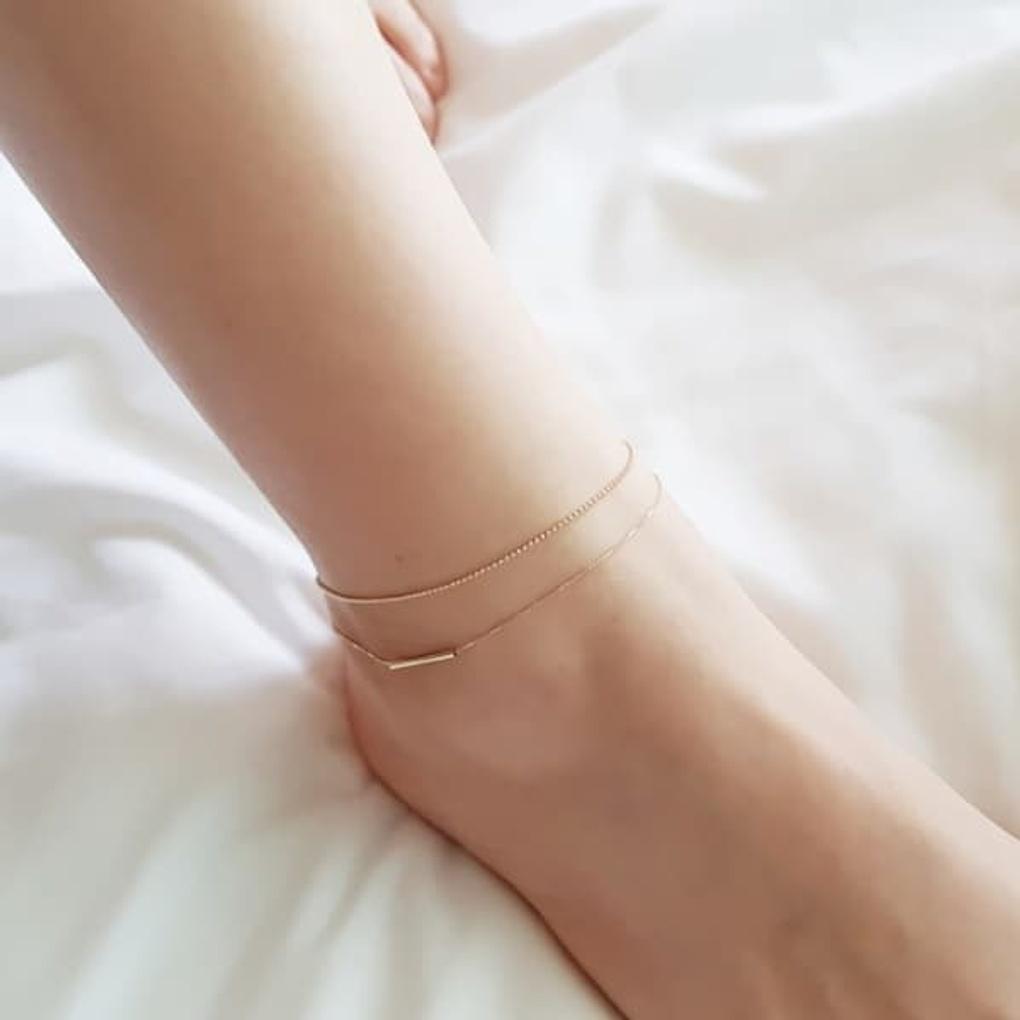 

Women s Daily Two-Line and Long Stick Anklet Bracelet Layered gold