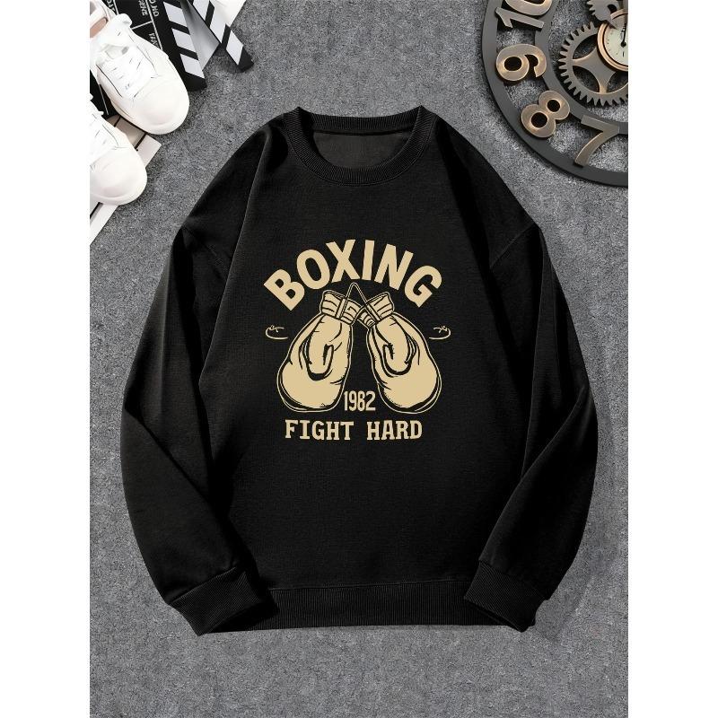 Men's BOXING 1982 FIGHT HARD Graphic Crewneck Sweatshirt