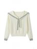 Korean High-End Apricot Sailor Collar Knit Sweater - Women's College Style Long Sleeve Top for Autumn and Spring