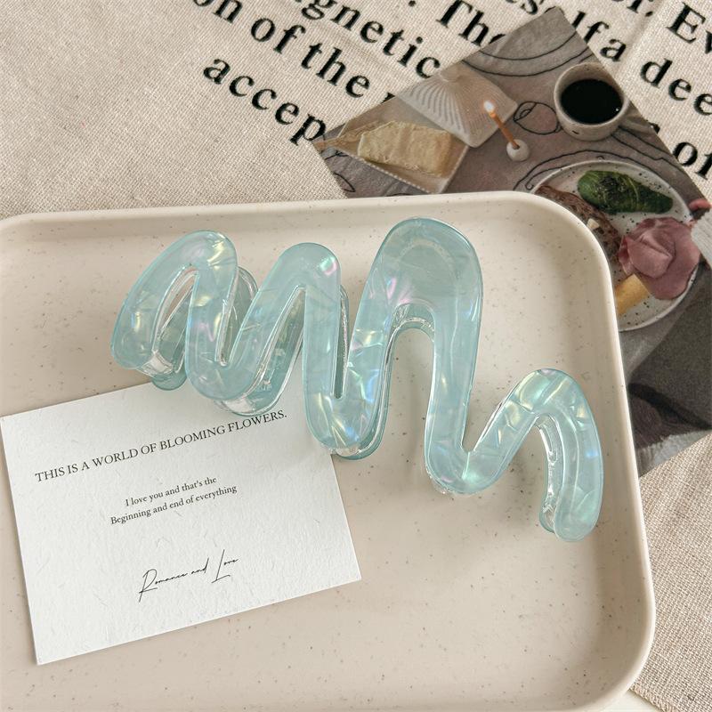 1pc Elegant Simple Wavy Claw Clip Shark Clip Imitation Acetate Hair Accessory New Mermaid Princess Clip