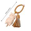 Cartoon Animal Wooden Carved Cat Keychain Weave Rope Carved Cat Keyring  Gifts