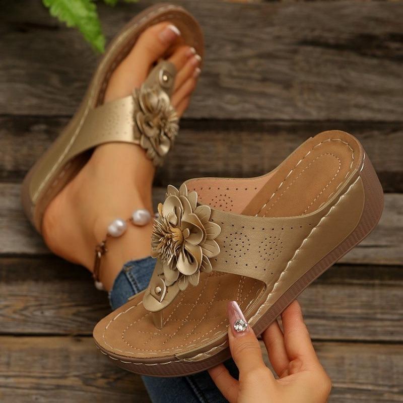 E new large-size women's shoes spring and summer slope heels open-toed slippers women's sandals