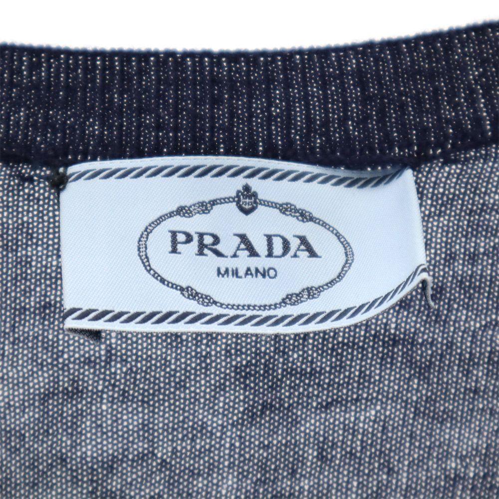 PRADA wool Long sleeve sweater 38 Navy system Knit Thin Women Used